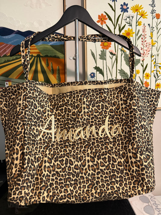 Leopard Over-the-Shoulder Bag- Embroidered Name