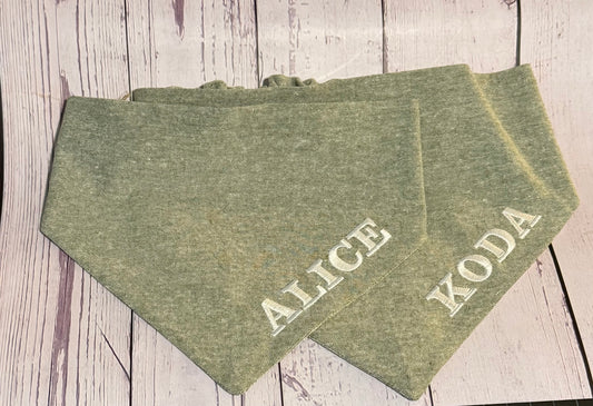 Green Chambray- Dog Bandanna with name