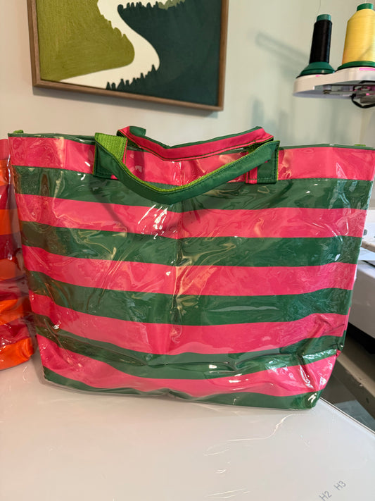 Embroidered Clear PVC Tote Bag- Soft Handle